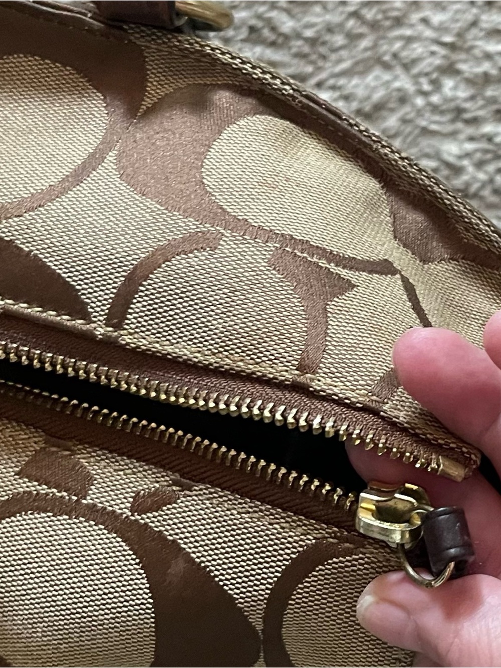 Coach Signature Canvas and Leather Tote Bag in Brown - Picture 13 of 14